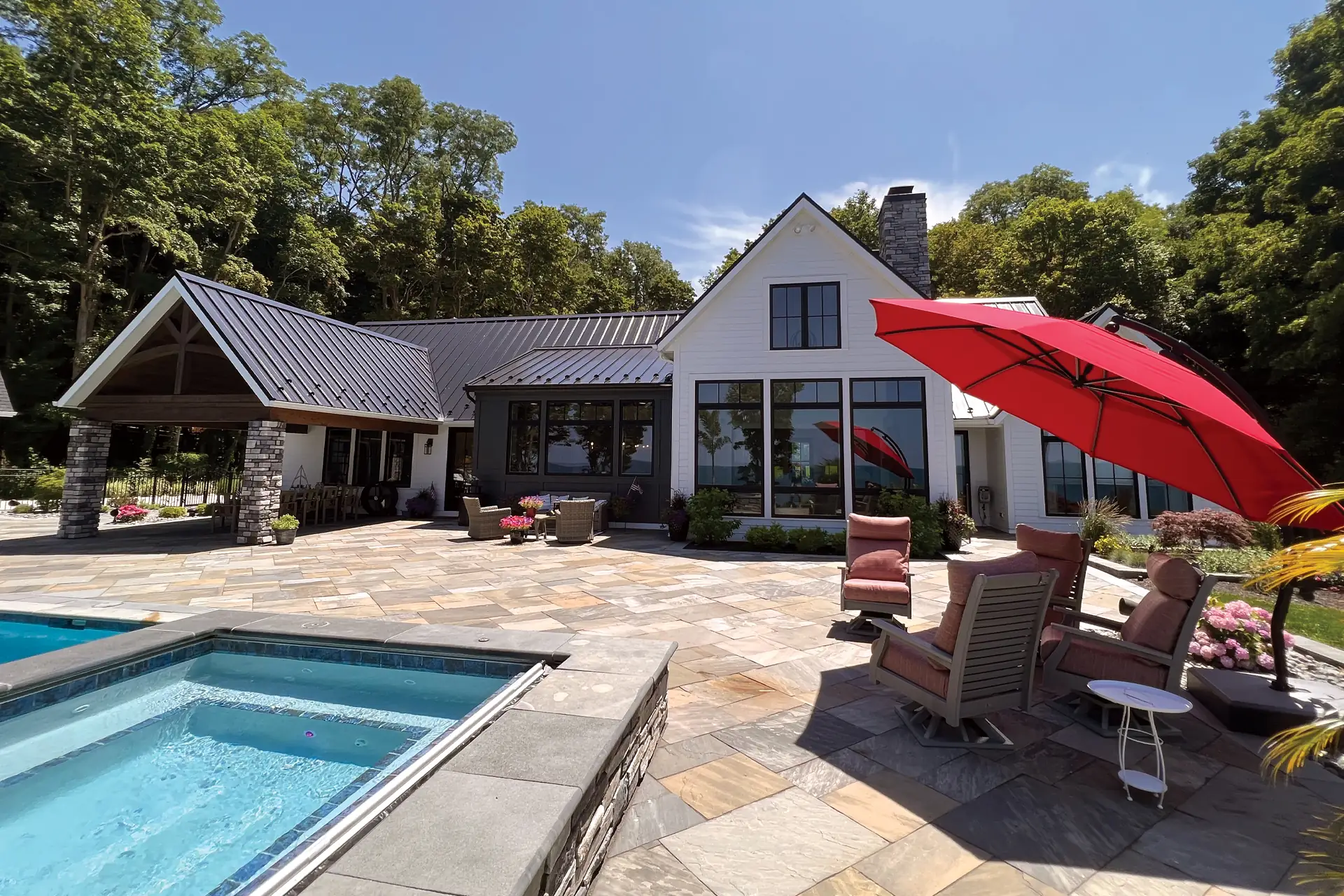 Completed custom home and stone patio by Good Ol' Boys Construction in Central Ohio